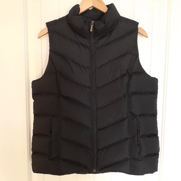 Lands' End Women's Zip Front Down Puffer Vest Black Size M (10-12) - Picture 1 of 11